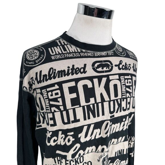 Vintage Ecko Unltd Sweatshirt Men’s XL Black Printed Crew Neck Pullover Y2K - Picture 2 of 9